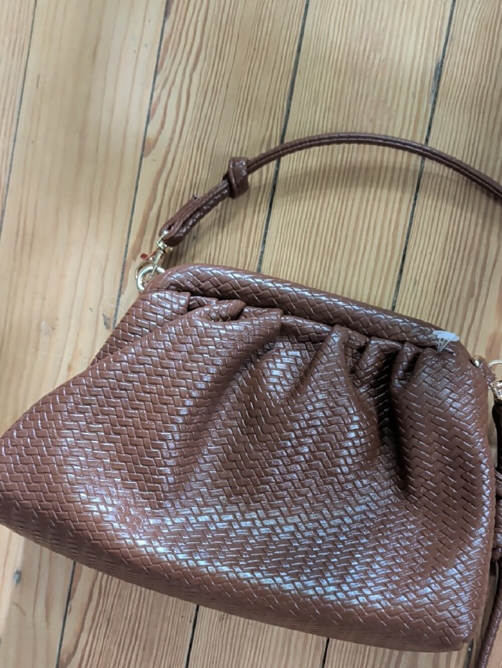 Brown Woven Leather Crossbody Bag
